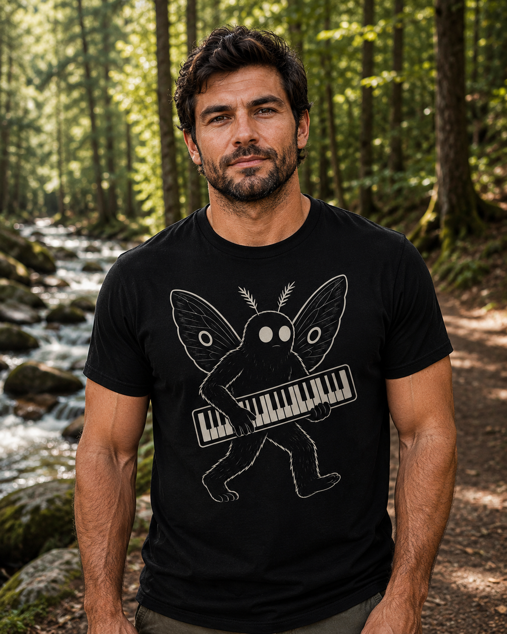 Mothman Keyboard Shirt – Monster Keys Collection – Cryptid Musician Tee – Keyboard Player Gift – Synth Player Shirt