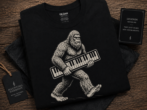Bigfoot Keyboard Shirt – Monster Keys Collection – Sasquatch Musician Tee – Keyboard Player Gift – Cryptid Synth Shirt Nessie Shirt – Keyboard Player Gift – Loch Ness Monster Musician Tee...