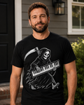 Grim Reaper Keyboard Player Shirt | Gothic Musician Gift | Monster Keys Skeleton Pianist Tee