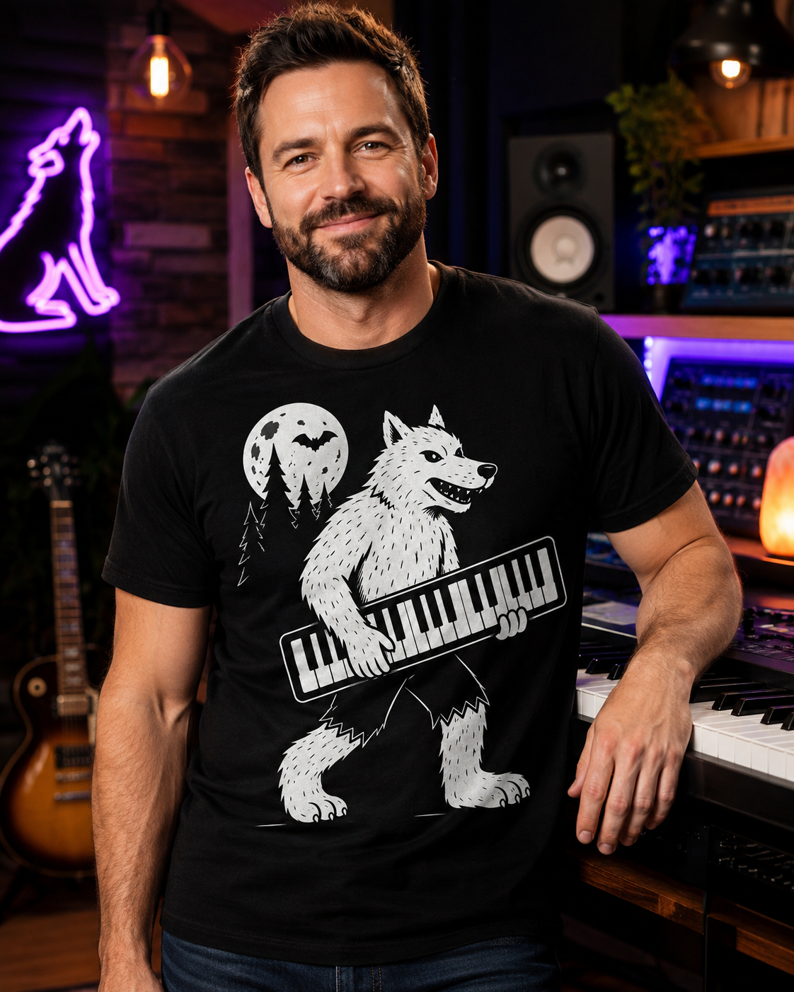 Werewolf Keyboard Player Shirt | Funny Monster Musician Gift | Monster Keys Piano Player Tee