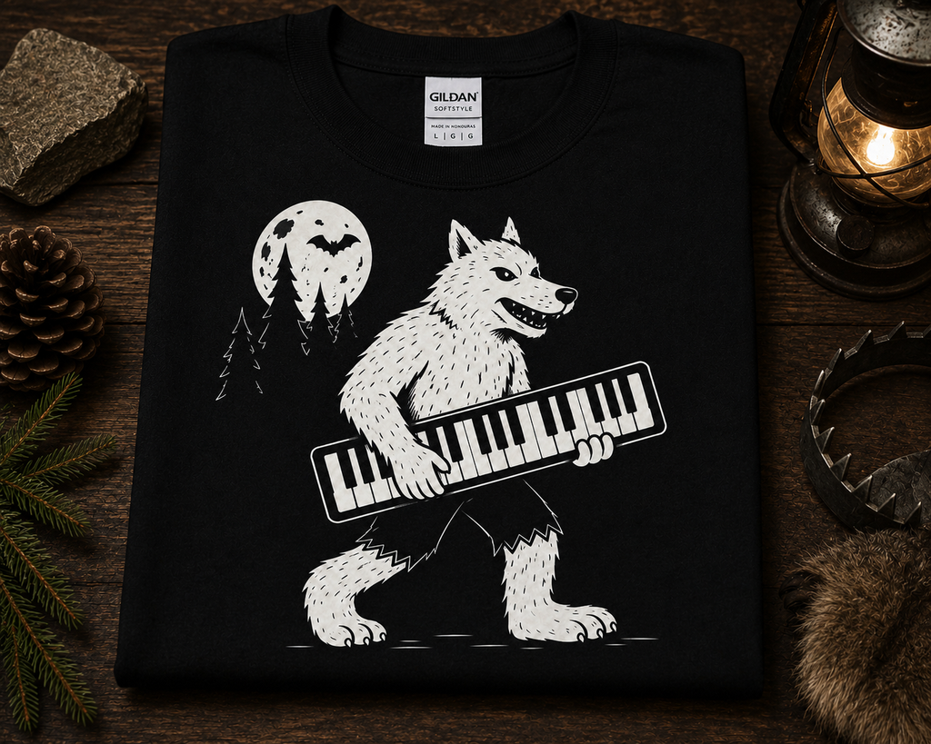 Werewolf Keyboard Player Shirt | Funny Monster Musician Gift | Monster Keys Piano Player Tee