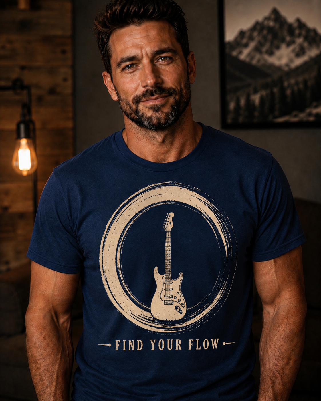 Find Your Flow Guitar T-Shirt | Musician Shirt | Guitar Player Tee | Music Lover Gift | Rock Music Apparel | Zen Guitar Design