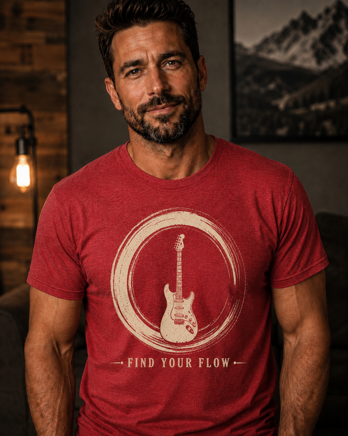Find Your Flow Guitar T-Shirt | Musician Shirt | Guitar Player Tee | Music Lover Gift | Rock Music Apparel | Zen Guitar Design