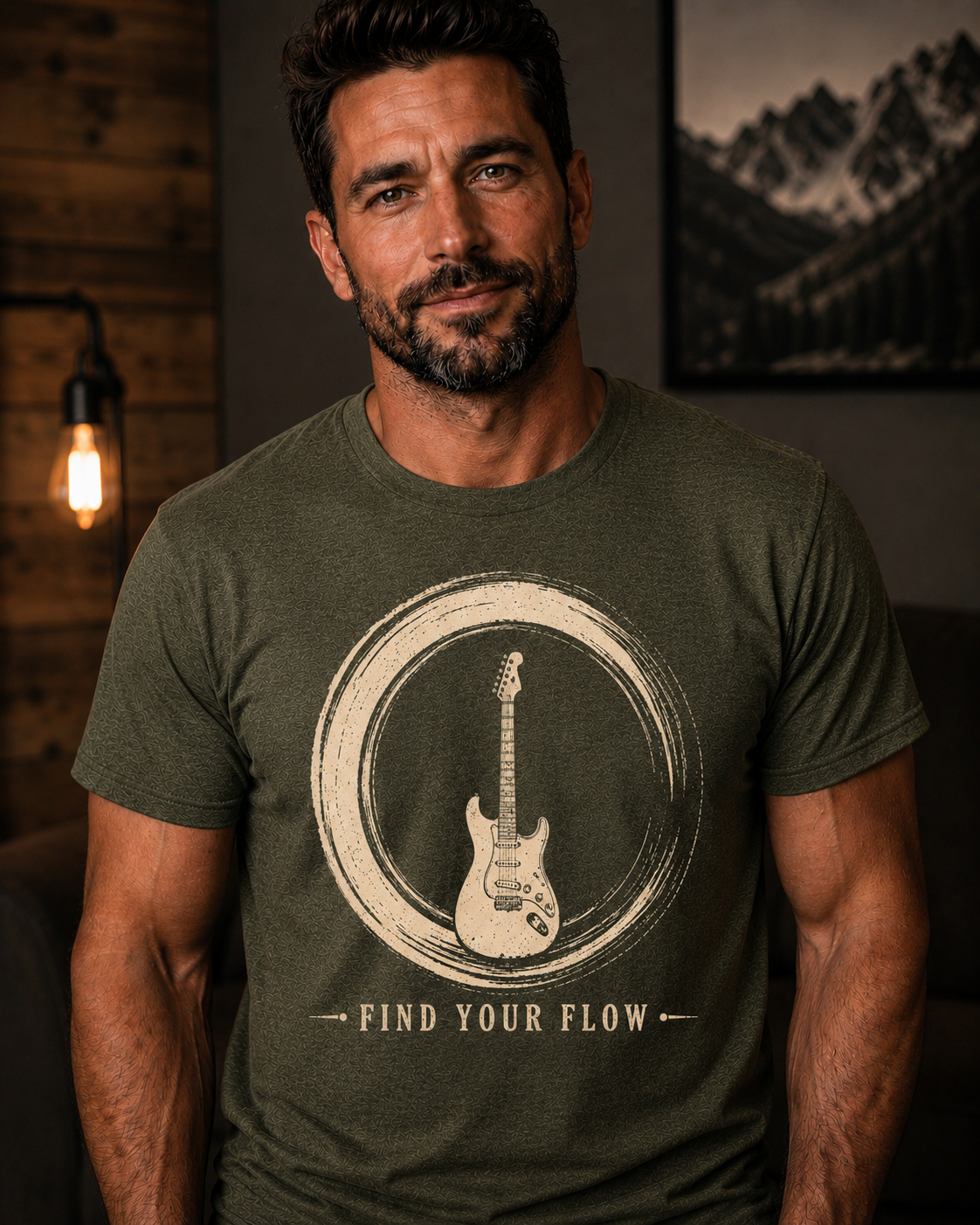 Find Your Flow Guitar T-Shirt | Musician Shirt | Guitar Player Tee | Music Lover Gift | Rock Music Apparel | Zen Guitar Design