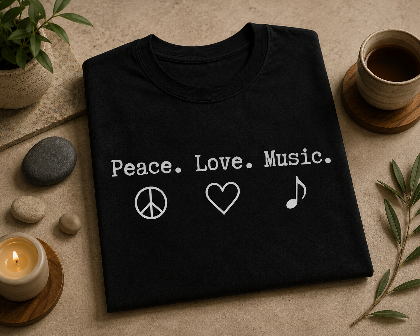 Peace Love Music Shirt, Music Lover Tee, Musician Gift, Typewriter Font Shirt, Concert Lover Shirt, Minimalist Music Tee