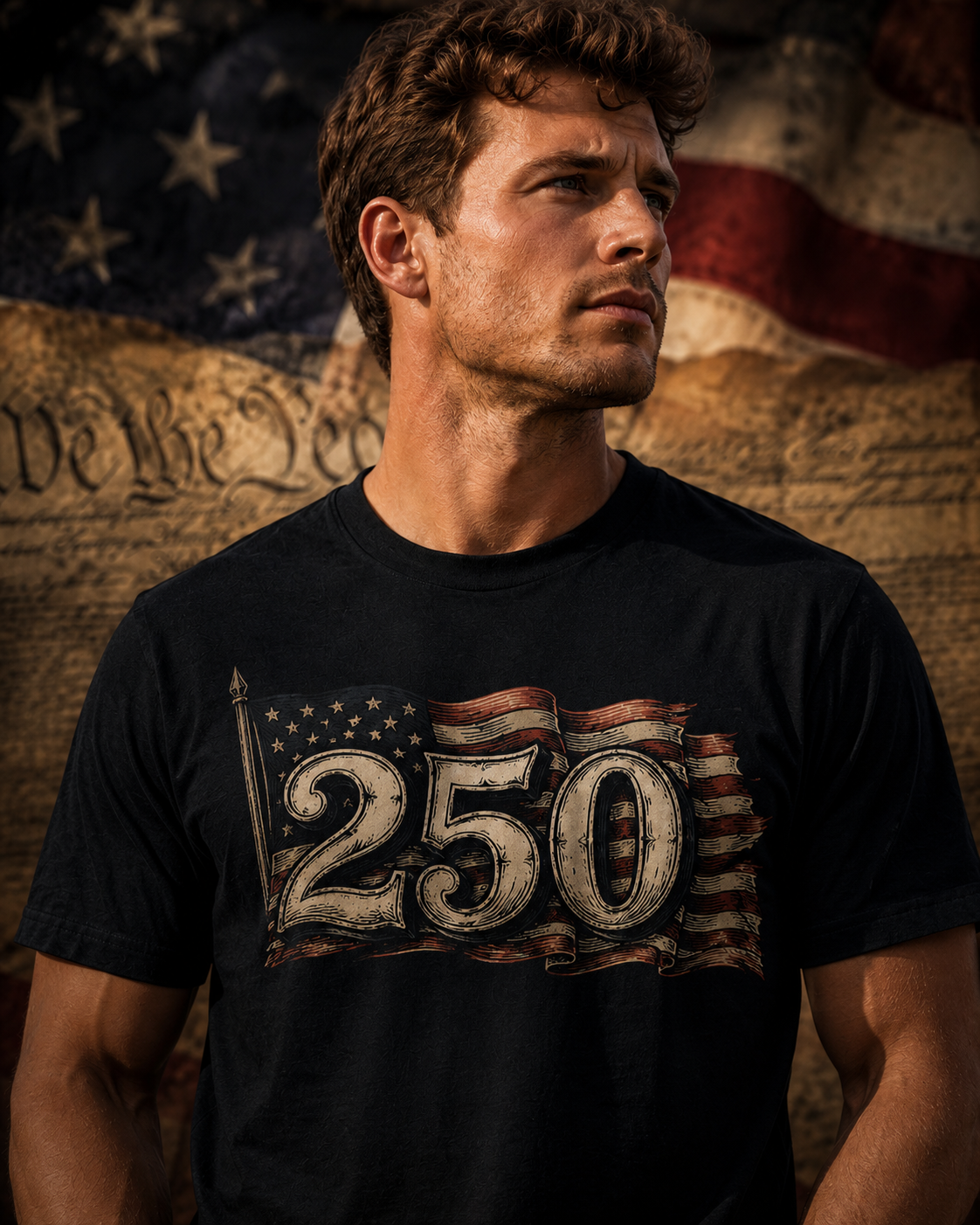 America 250 Vintage Flag Patriotic T-Shirt | USA 250th Anniversary Shirt | American Freedom Tee | Independence Day Shirt