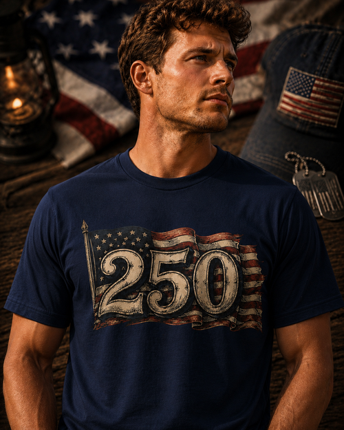 America 250 Vintage Flag Patriotic T-Shirt | USA 250th Anniversary Shirt | American Freedom Tee | Independence Day Shirt
