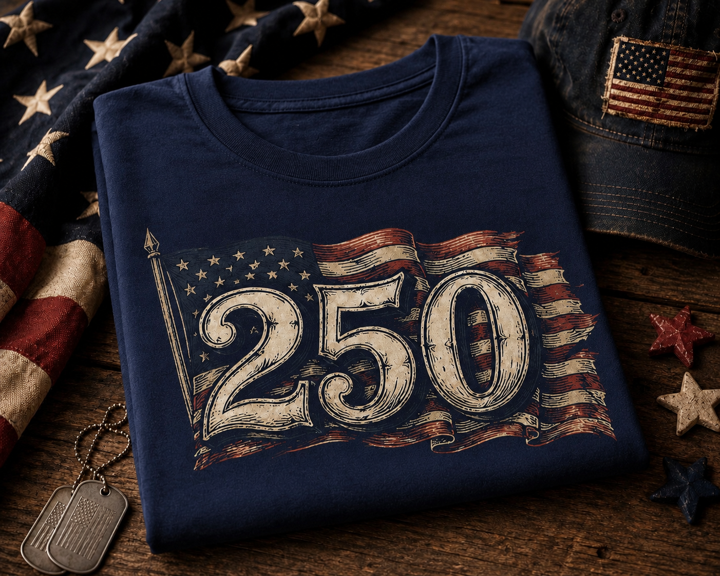 America 250 Vintage Flag Patriotic T-Shirt | USA 250th Anniversary Shirt | American Freedom Tee | Independence Day Shirt