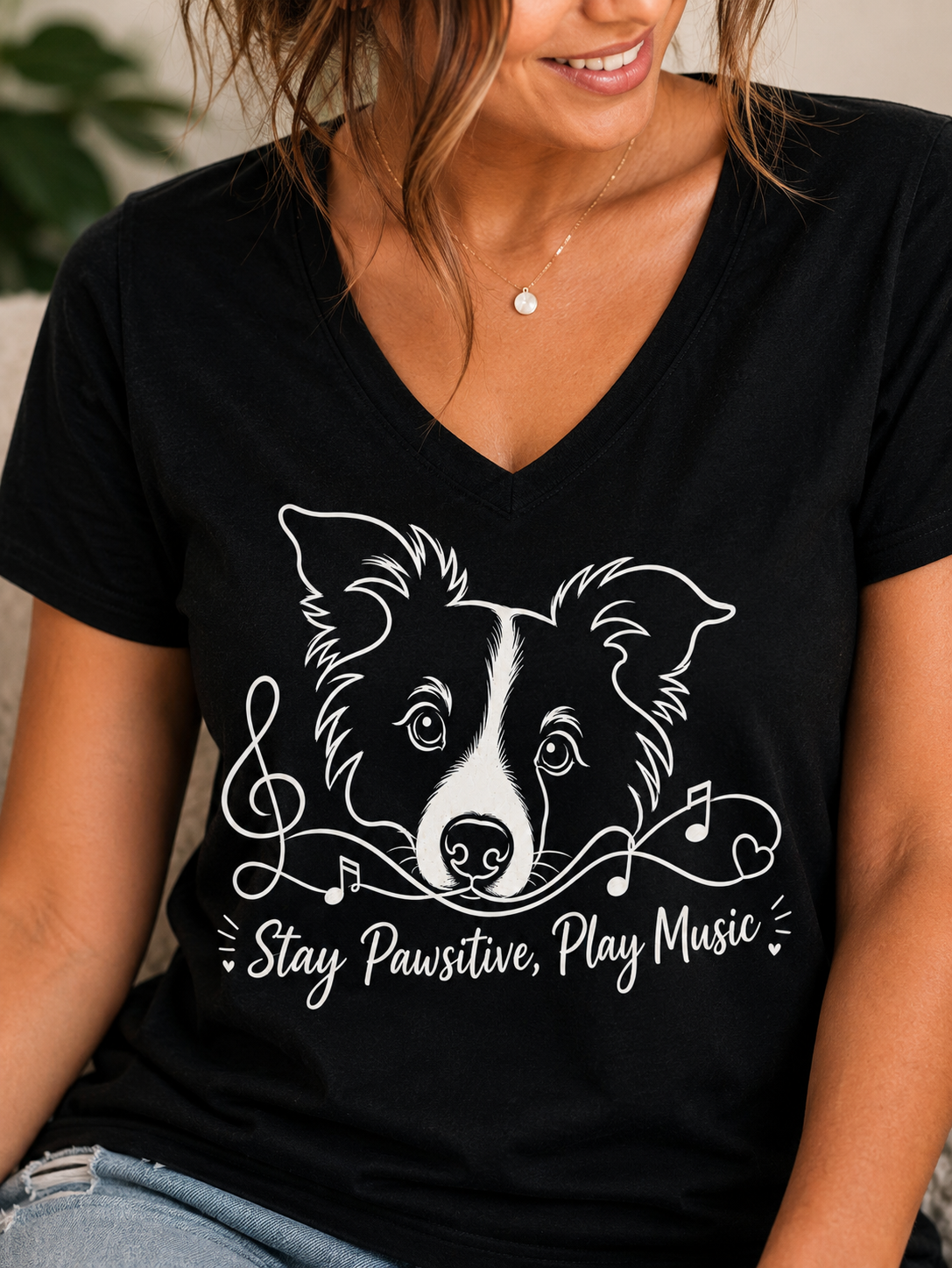 Stay Pawsitive Play Music Shirt, Music Lover Gift, Musician Shirt, Dog Mom Gift