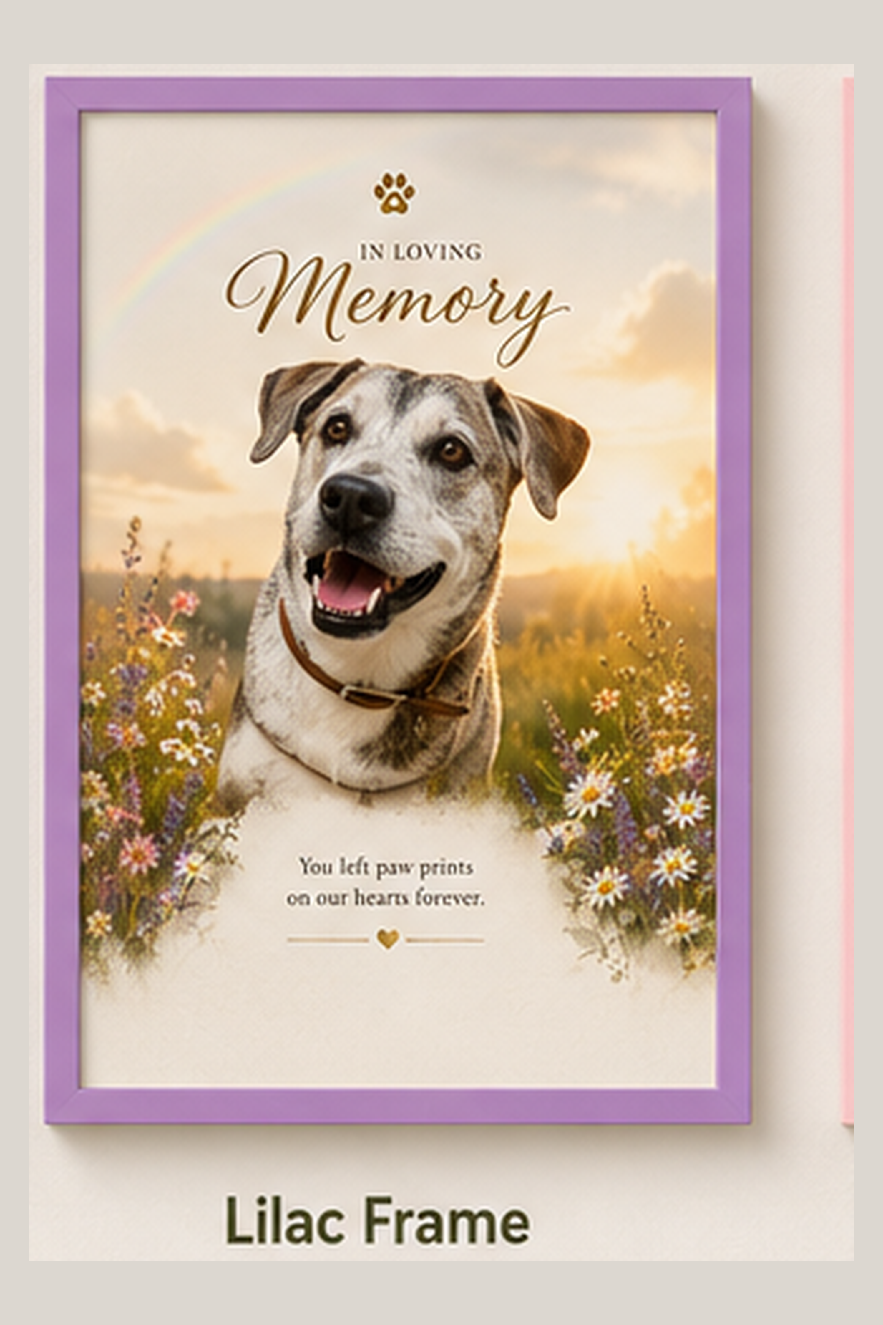 Personalized Pet Memorial Print Framed Wall Art | Custom Dog Remembrance Gift | Rainbow Bridge Tribute | Sympathy Gift for Pet Loss