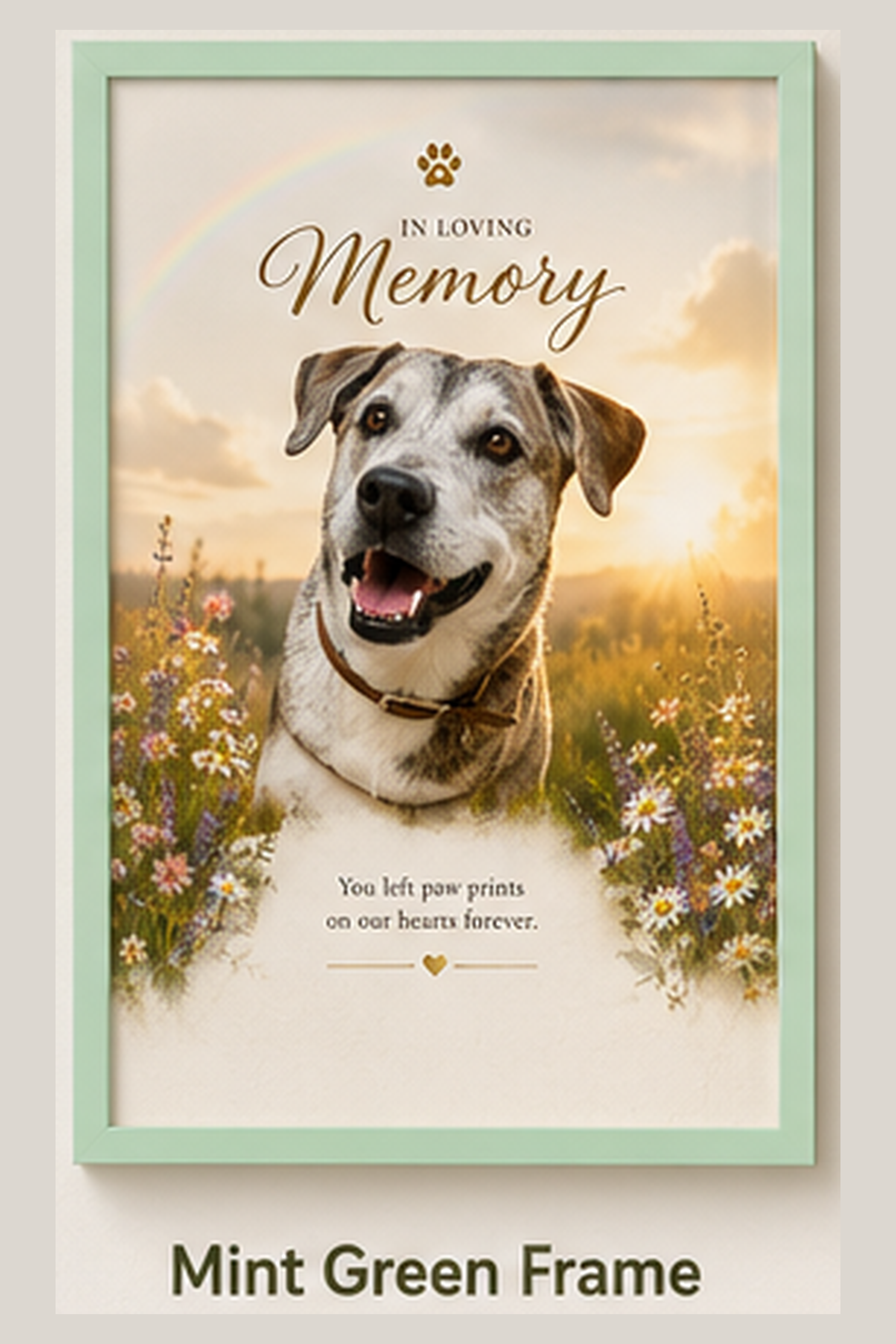 Personalized Pet Memorial Print Framed Wall Art | Custom Dog Remembrance Gift | Rainbow Bridge Tribute | Sympathy Gift for Pet Loss