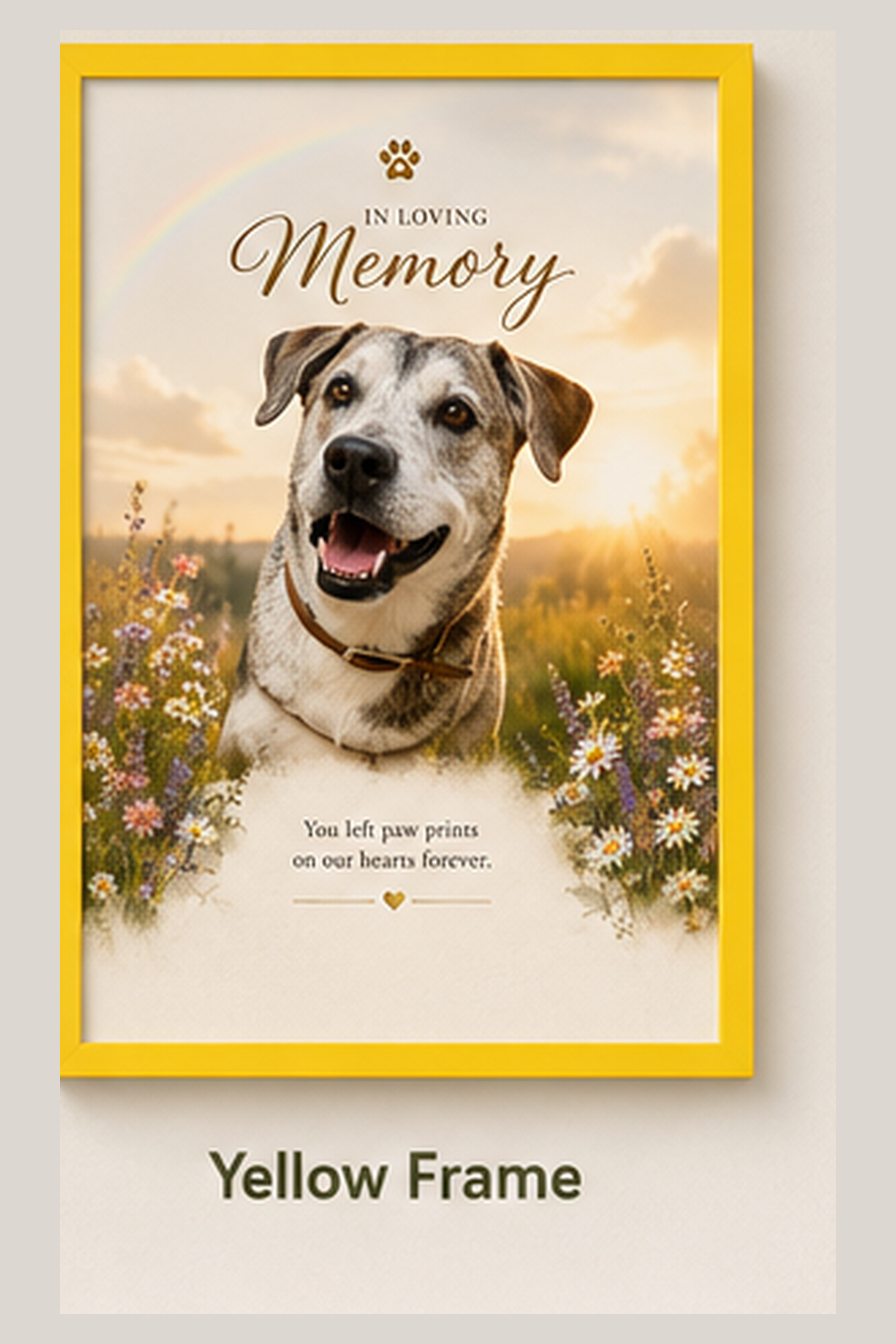 Personalized Pet Memorial Print Framed Wall Art | Custom Dog Remembrance Gift | Rainbow Bridge Tribute | Sympathy Gift for Pet Loss