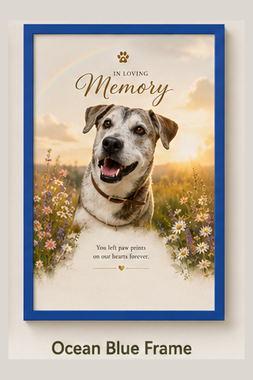 Personalized Pet Memorial Print Framed Wall Art | Custom Dog Remembrance Gift | Rainbow Bridge Tribute | Sympathy Gift for Pet Loss