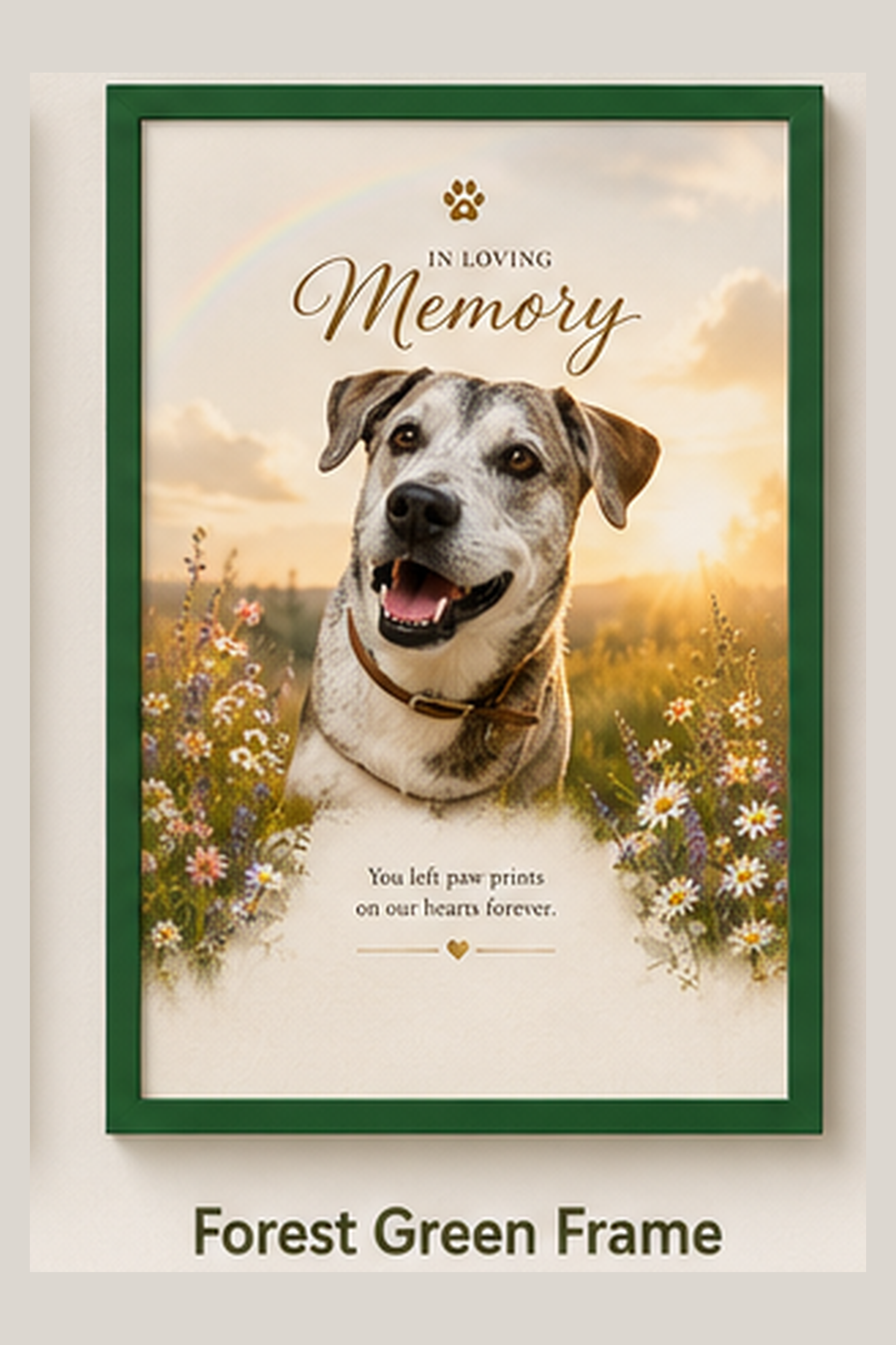 Personalized Pet Memorial Print Framed Wall Art | Custom Dog Remembrance Gift | Rainbow Bridge Tribute | Sympathy Gift for Pet Loss