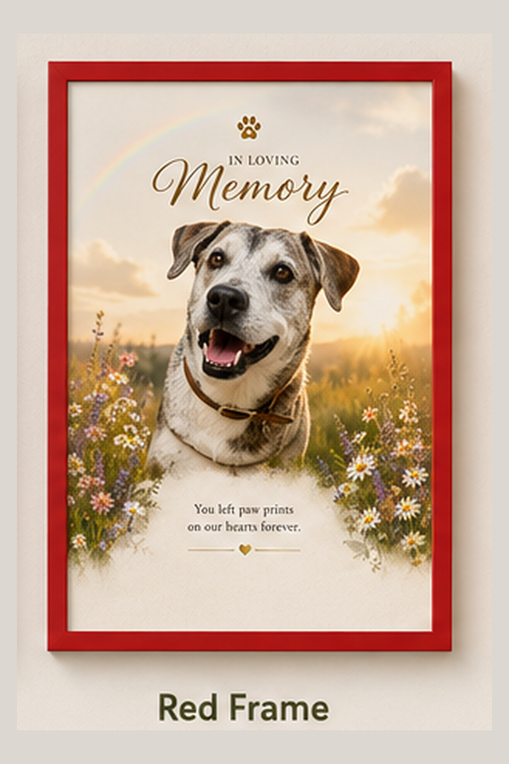 Personalized Pet Memorial Print Framed Wall Art | Custom Dog Remembrance Gift | Rainbow Bridge Tribute | Sympathy Gift for Pet Loss