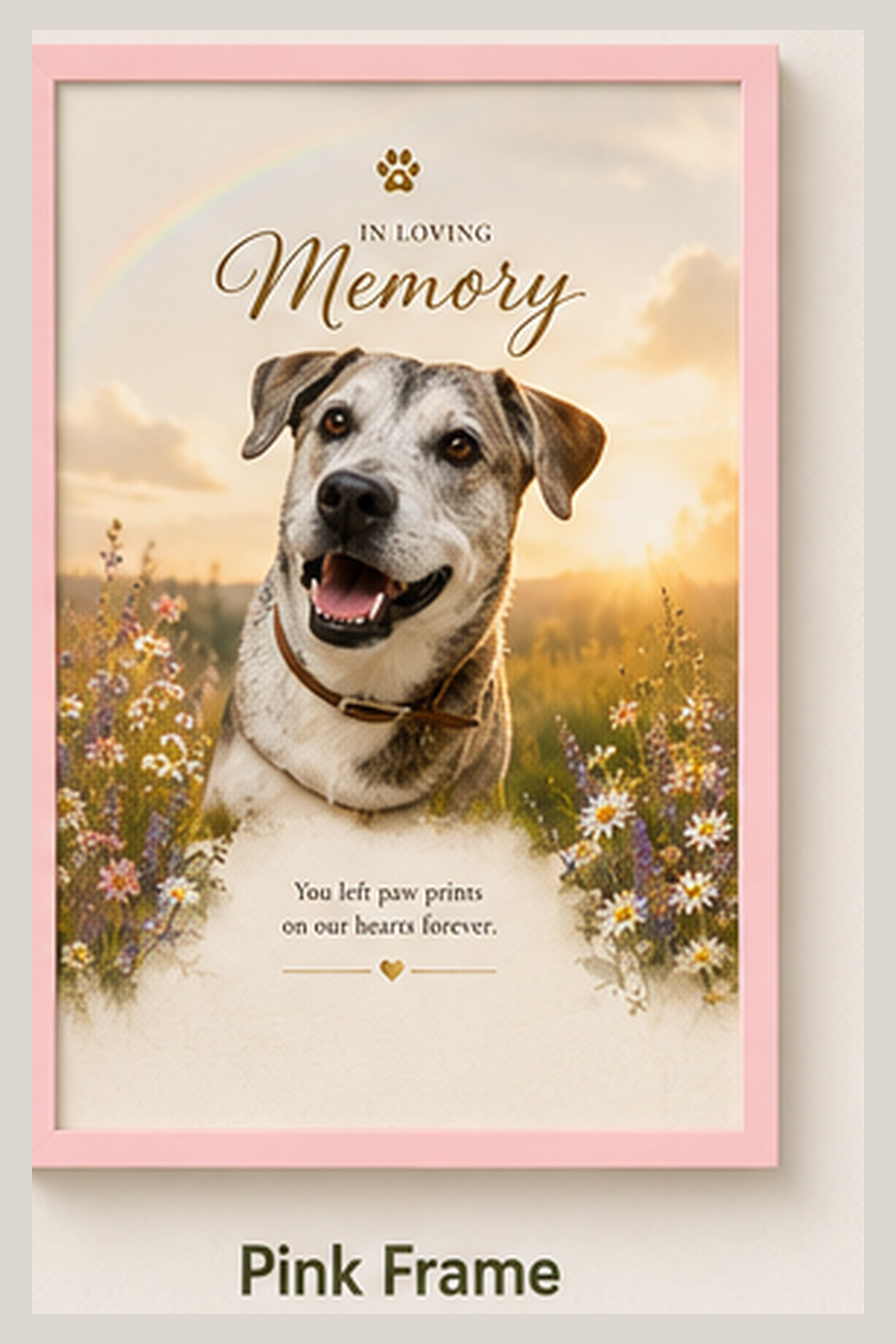 Personalized Pet Memorial Print Framed Wall Art | Custom Dog Remembrance Gift | Rainbow Bridge Tribute | Sympathy Gift for Pet Loss