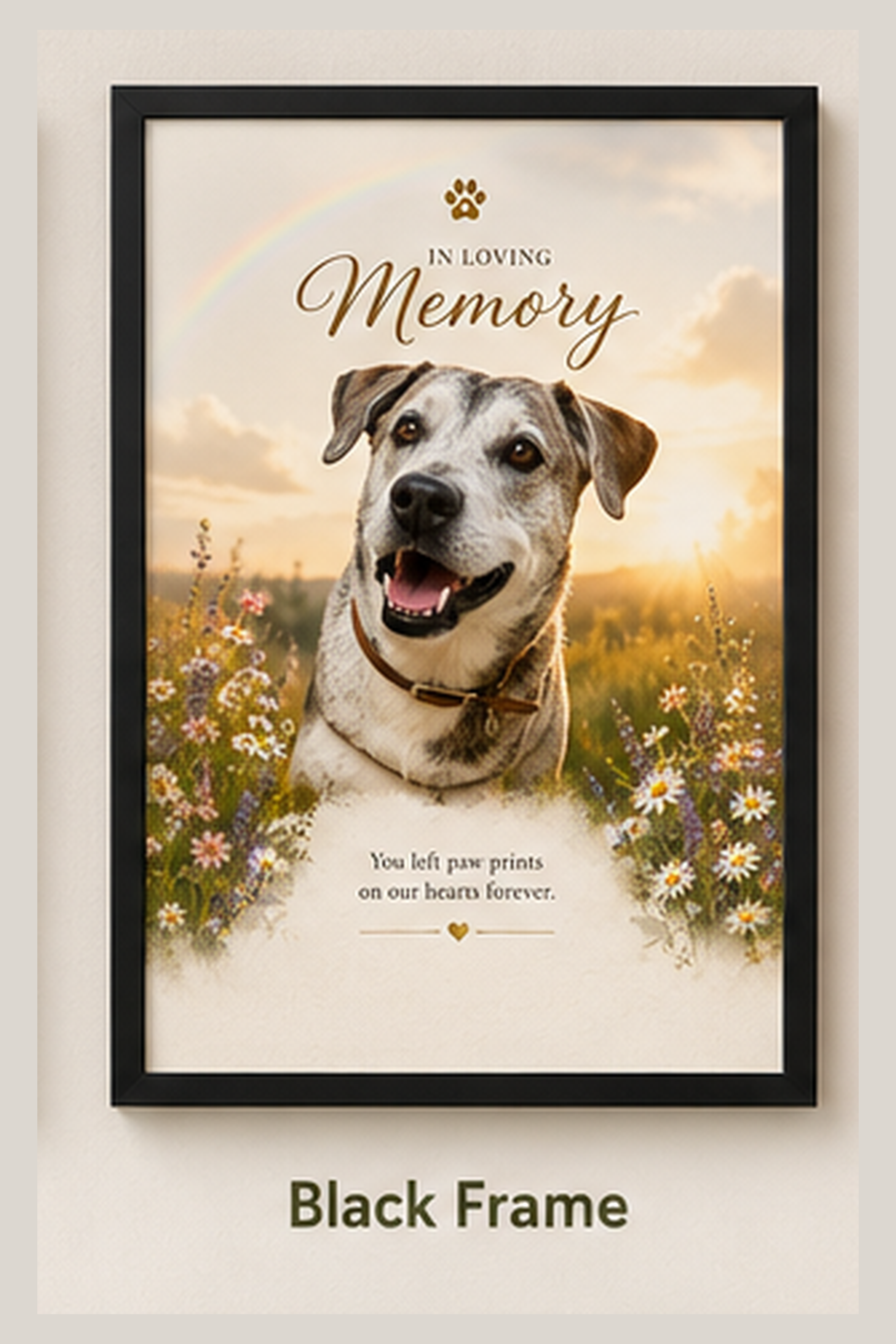 Personalized Pet Memorial Print Framed Wall Art | Custom Dog Remembrance Gift | Rainbow Bridge Tribute | Sympathy Gift for Pet Loss