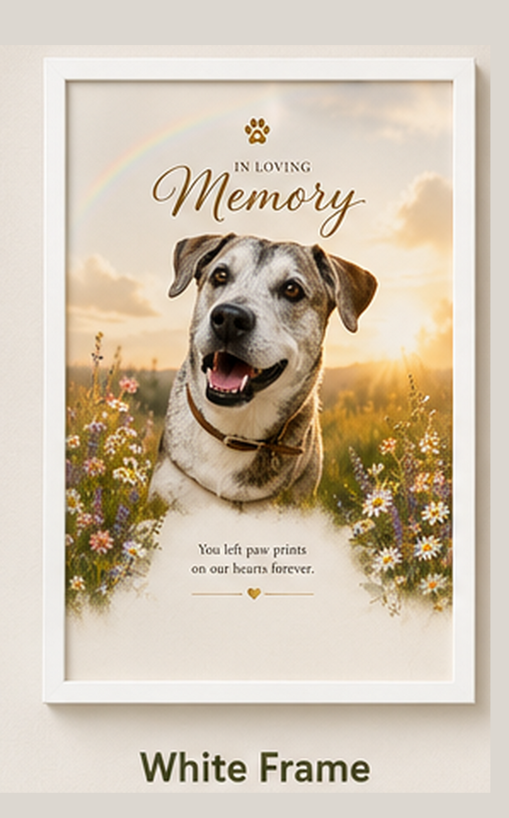 Personalized Pet Memorial Print Framed Wall Art | Custom Dog Remembrance Gift | Rainbow Bridge Tribute | Sympathy Gift for Pet Loss