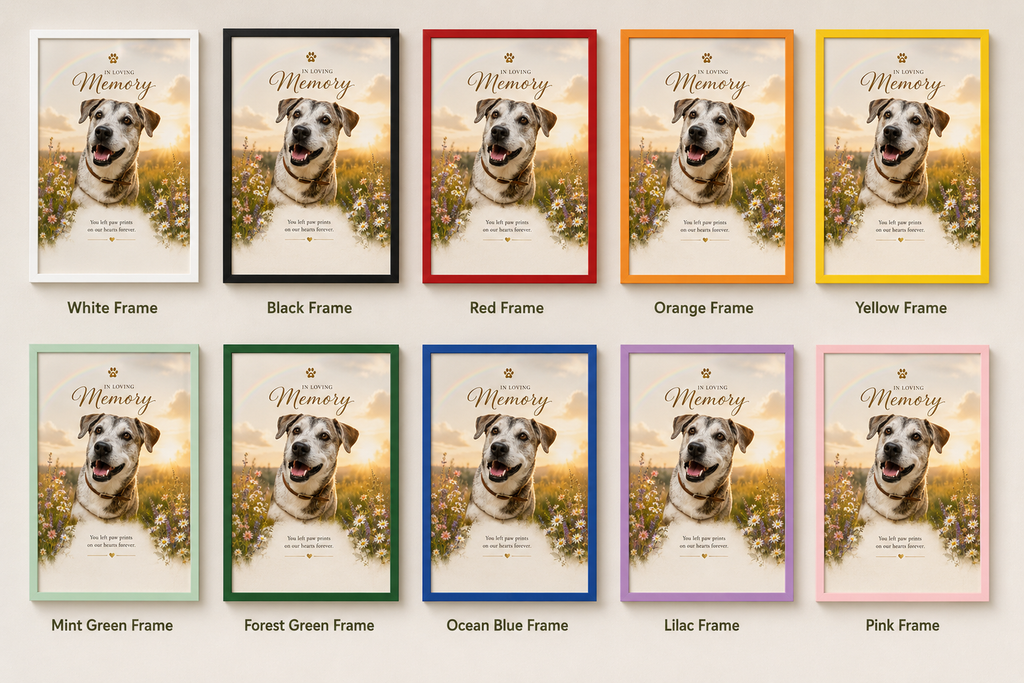 Personalized Pet Memorial Print Framed Wall Art | Custom Dog Remembrance Gift | Rainbow Bridge Tribute | Sympathy Gift for Pet Loss