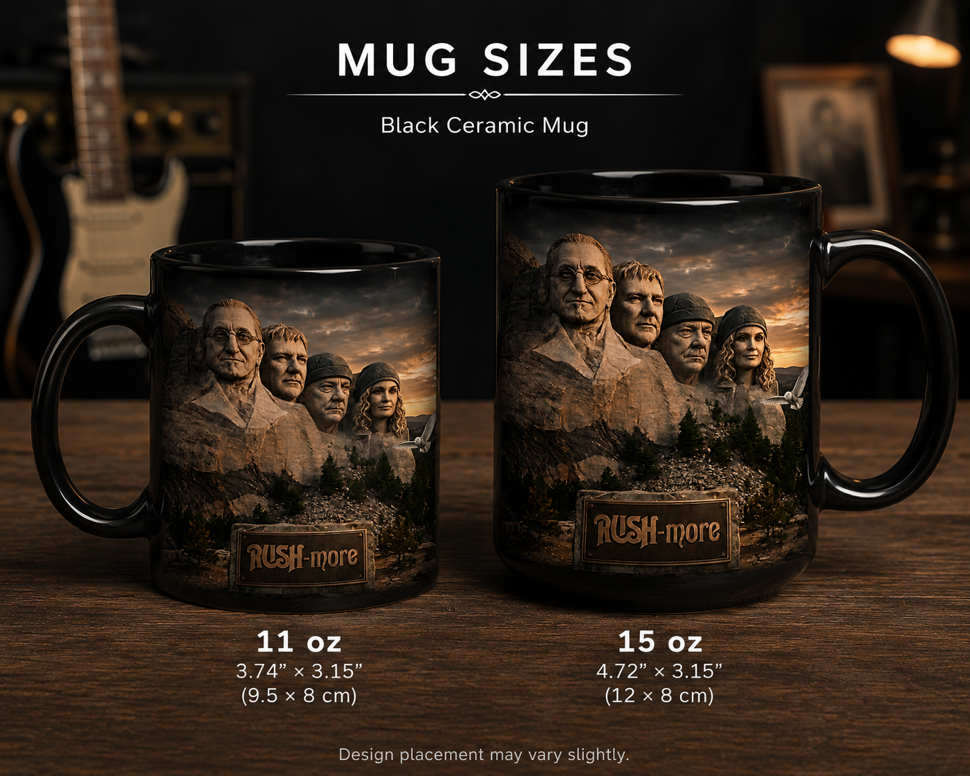 Rush-More Black Ceramic Mug | Classic Rock Coffee Mug | 11oz & 15oz Music Lover Gift