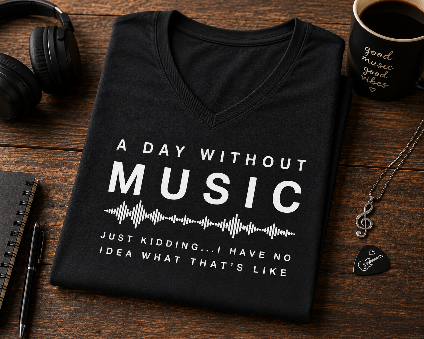 A Day Without Music Just Kidding V-Neck Shirt