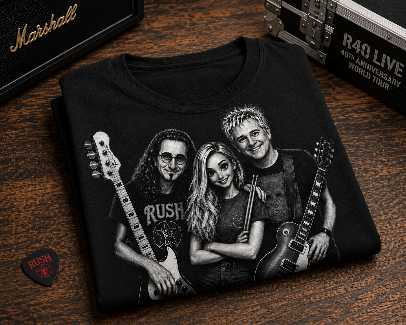 Rushmore Collection Rush-Inspired Trio Musician Graphic T-Shirt