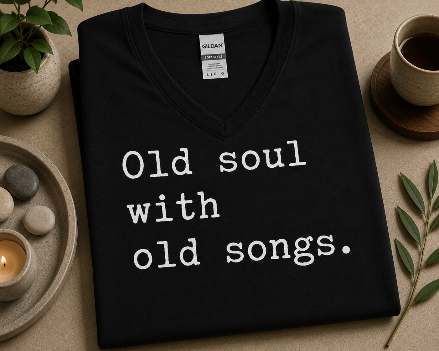 Old Soul With Old Songs V-Neck Shirt