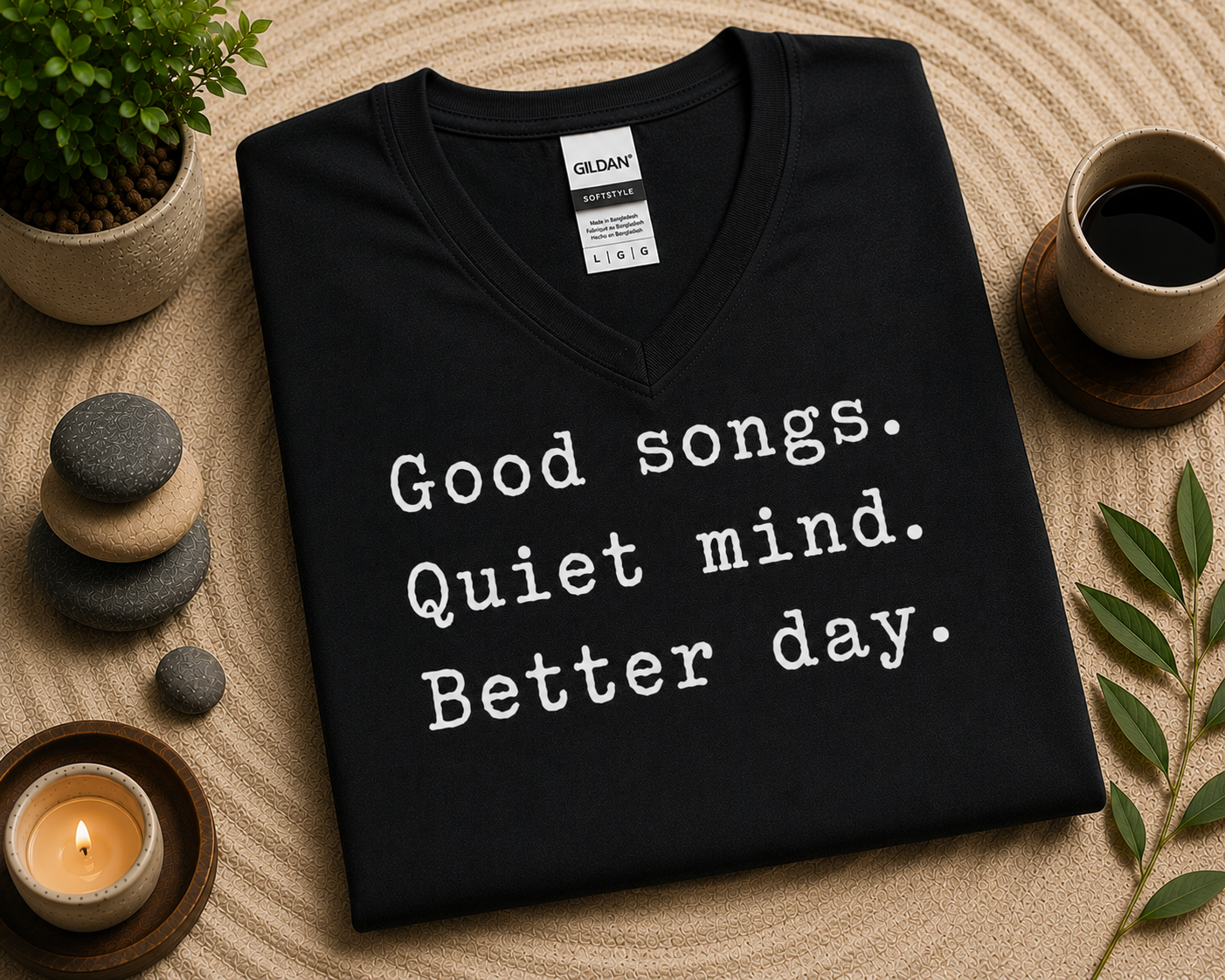 Good Songs Quiet Mind Better Day V-Neck Shirt
