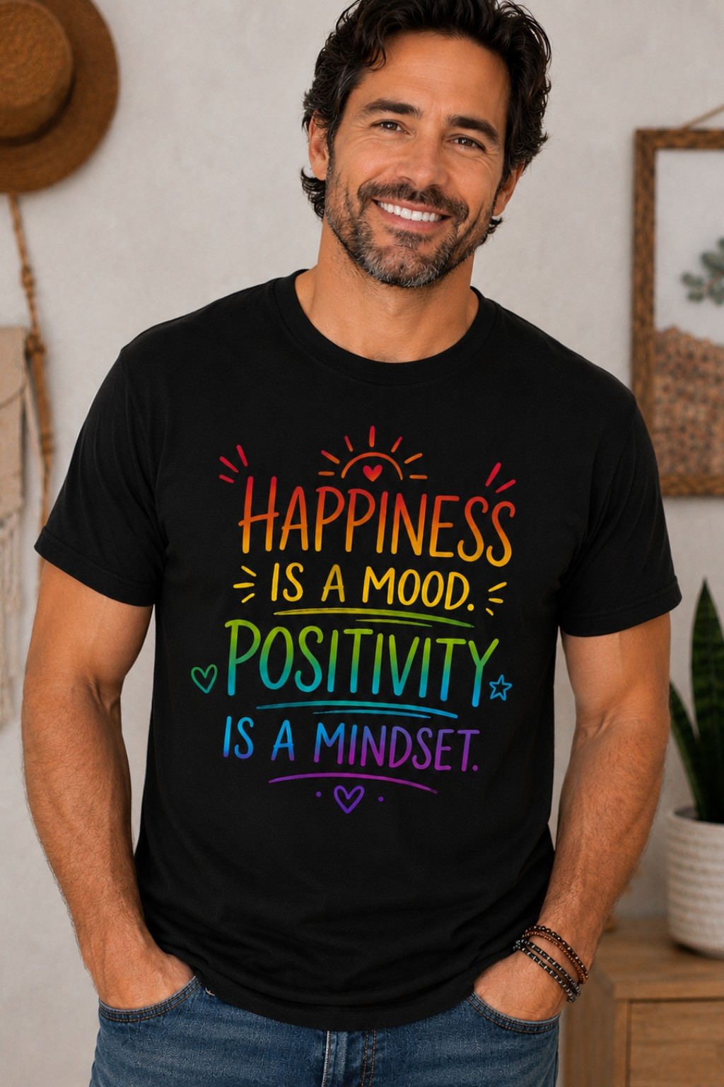 Happiness Is a Mood Positivity Is a Mindset T-Shirt
