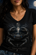 Cancer Zodiac V-Neck Shirt, Feel Deeply Love Deeply Tee
