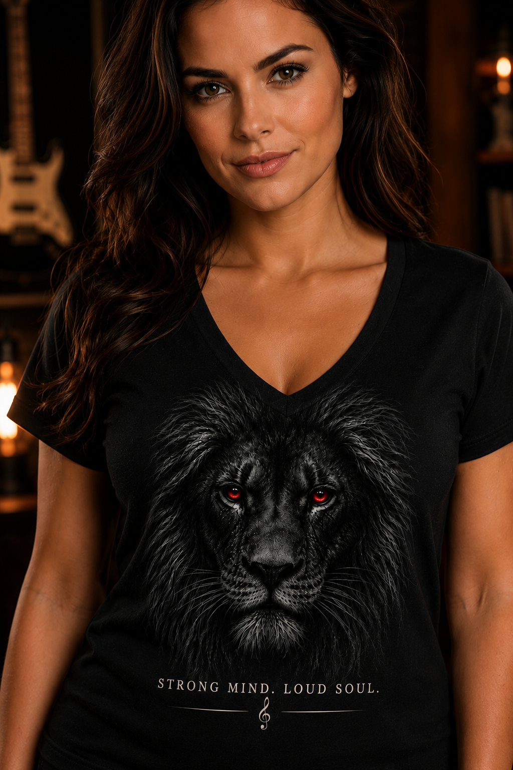 Strong Mind Loud Soul Lion Leo V-Neck T-Shirt