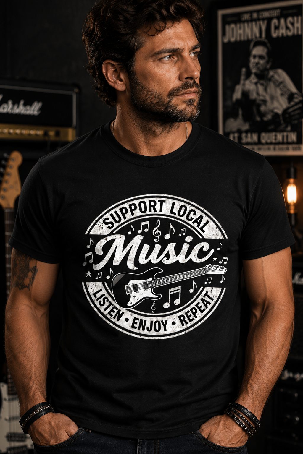 Support Local Music Listen Enjoy Repeat T-Shirt