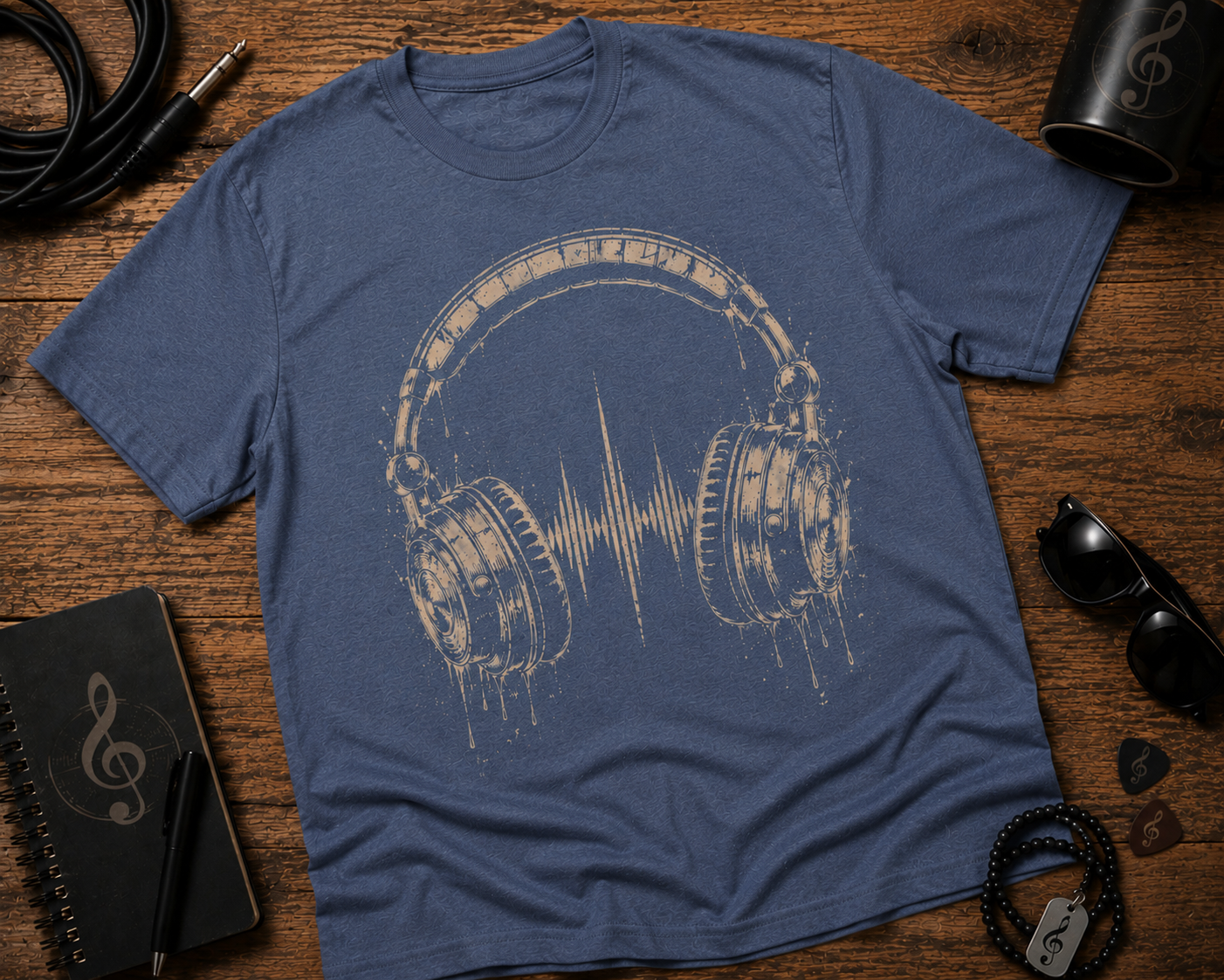 Vintage Headphones Garment-Dyed Music Tee