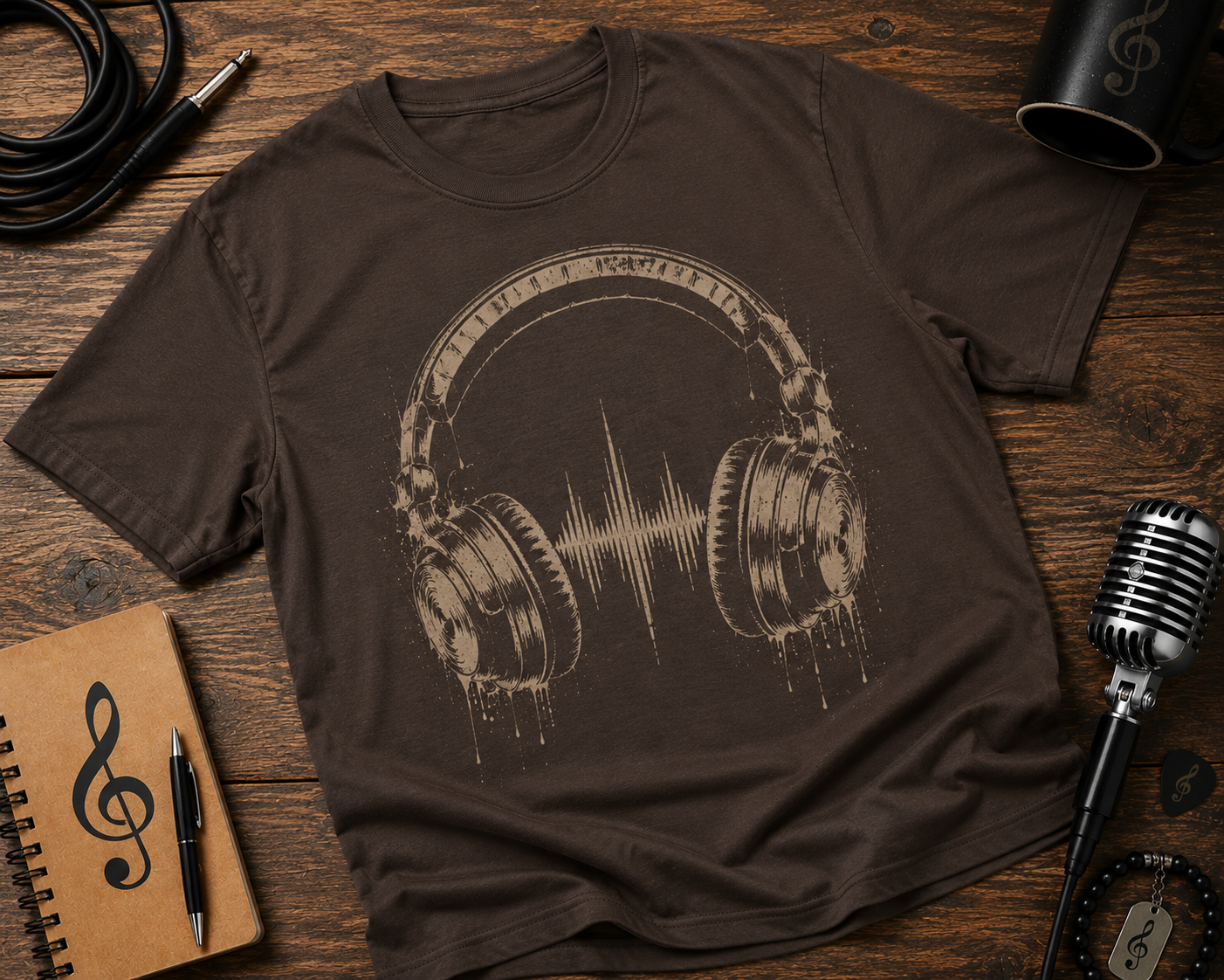 Vintage Headphones Garment-Dyed Music Tee