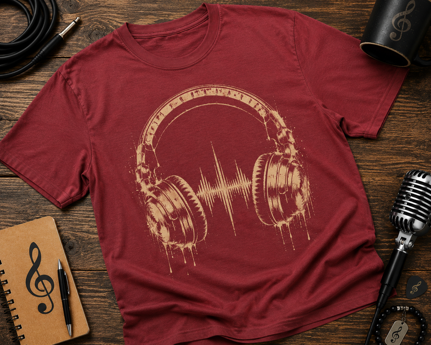 Vintage Headphones Garment-Dyed Music Tee