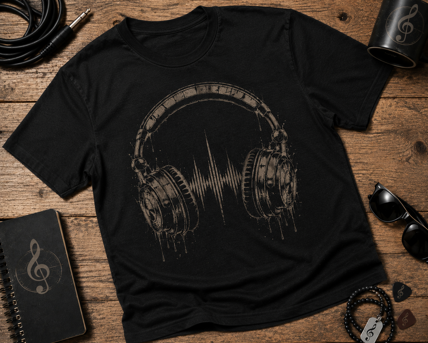 Vintage Headphones Garment-Dyed Music Tee