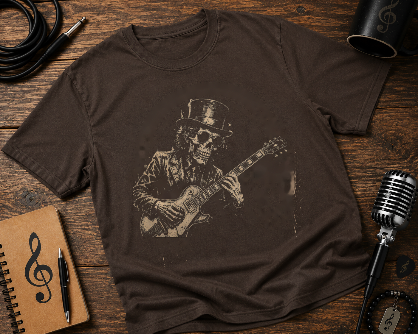 Skeleton Guitarist Garment-Dyed Guitar Graphic Shirt