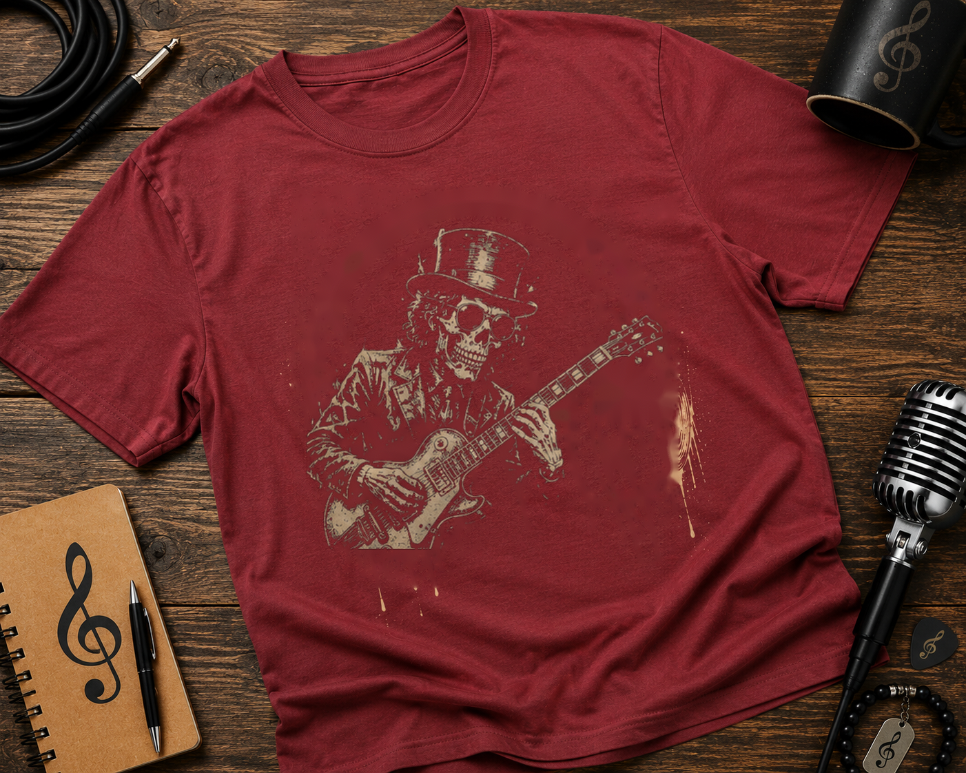 Skeleton Guitarist Garment-Dyed Guitar Graphic Shirt