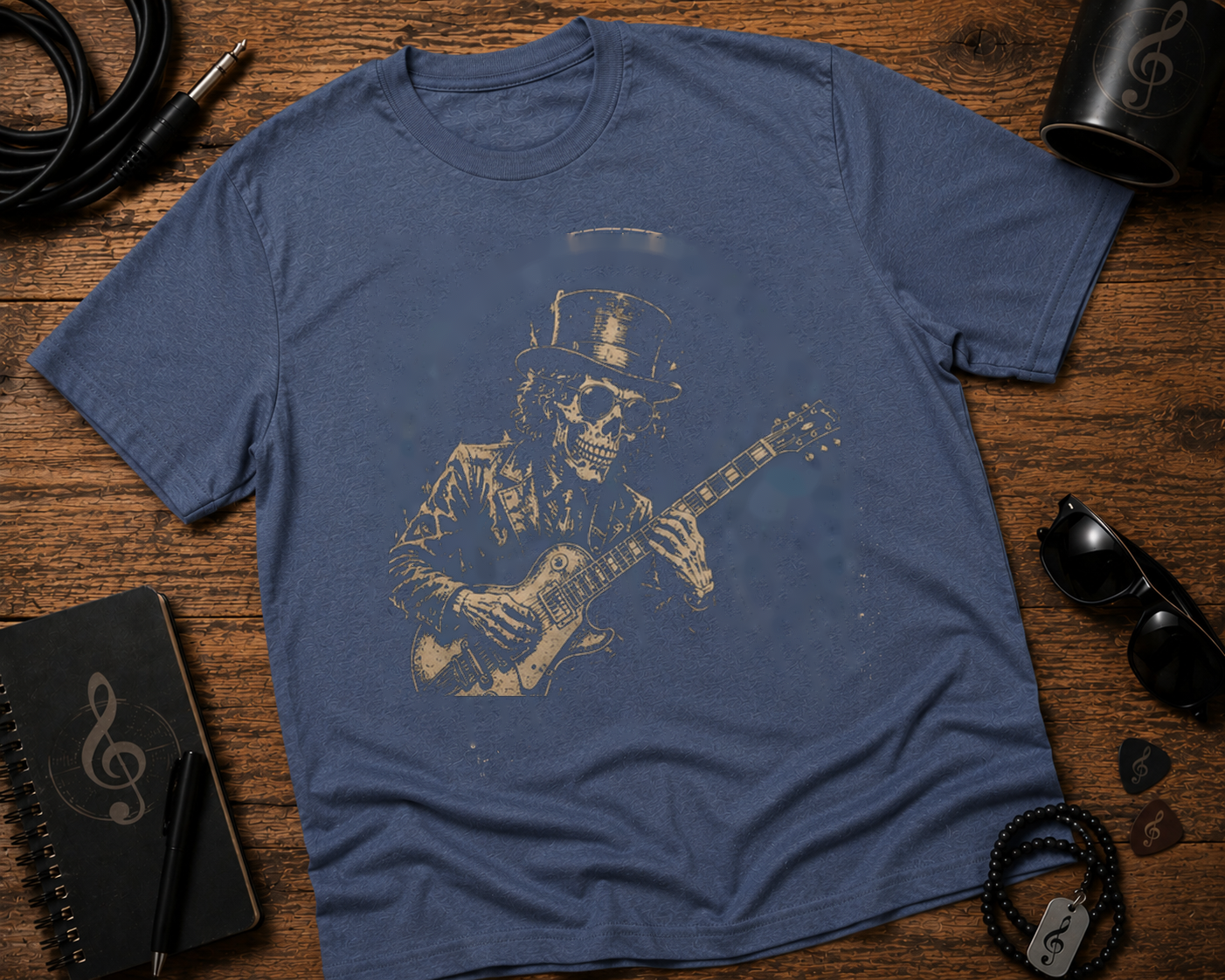 Skeleton Guitarist Garment-Dyed Guitar Graphic Shirt
