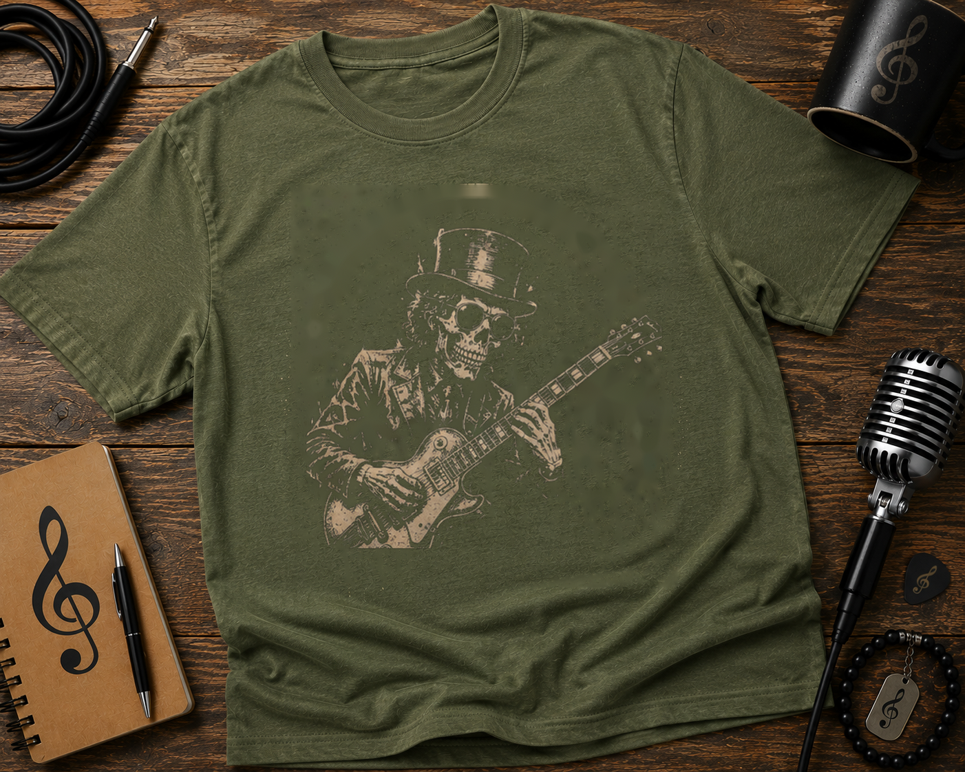 Skeleton Guitarist Garment-Dyed Guitar Graphic Shirt