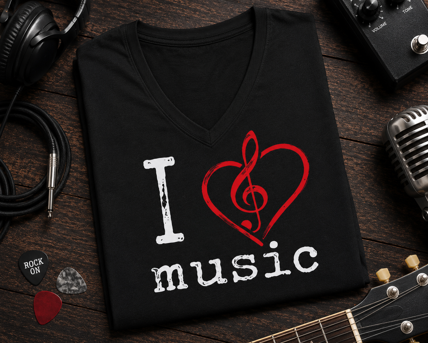 I Love Music Treble Clef Heart T-Shirt