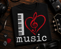 I Love Music Keyboard Heart Shirt