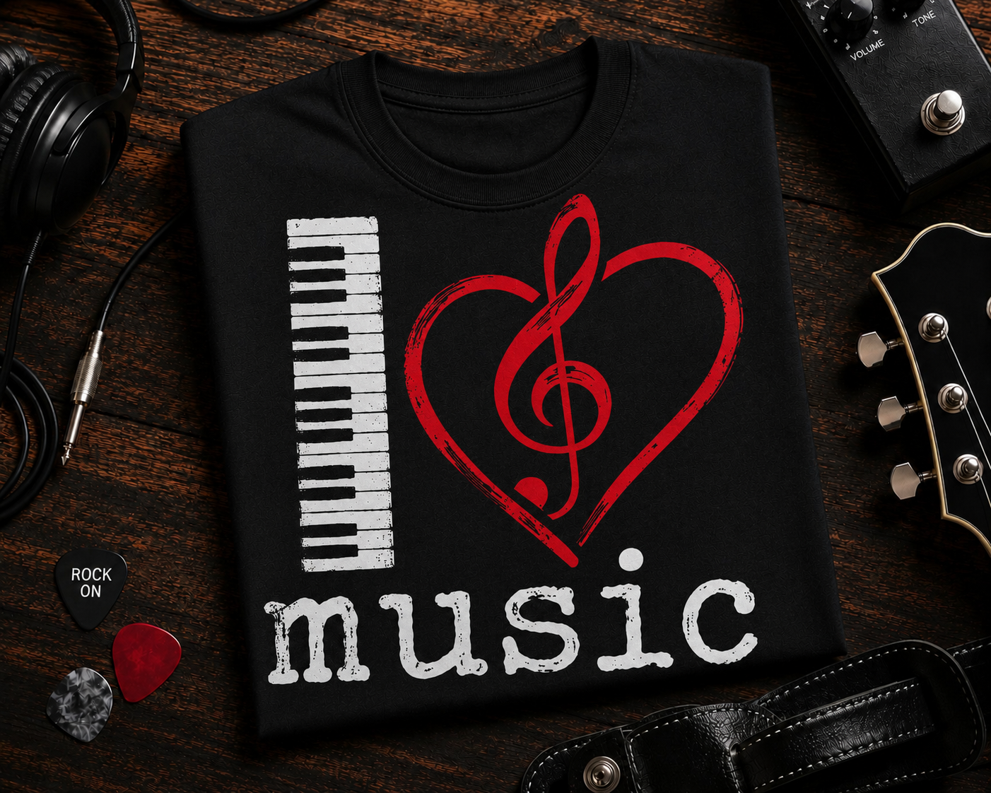 I Love Music Keyboard Heart Shirt