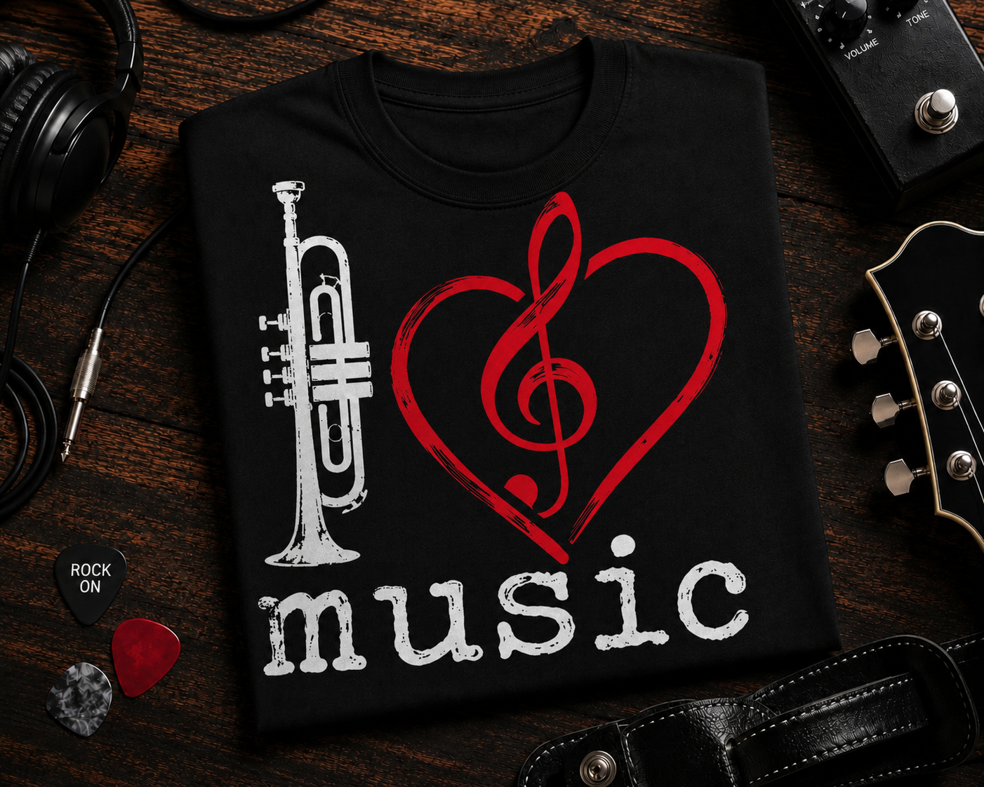 I Love Music Trumpet Shirt