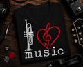 I Love Music Trumpet V-Neck Shirt