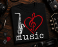I Love Music Saxophone Shirt
