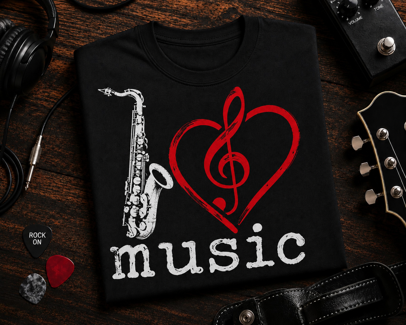 I Love Music Saxophone Shirt