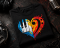I Love Music Piano Bass Clef Heart Shirt