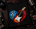I Love Music Electric Guitar Heart V-Neck Shirt