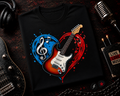 I Love Music Electric Guitar Heart Crew Neck Shirt
